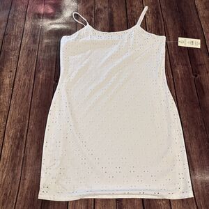White Embroidered Like Mini Dress Size XL (15-17) Great For Graduation